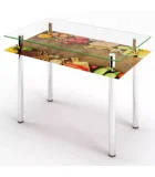 Glass dining table D-03-1 with tempered glass and chrome legs order